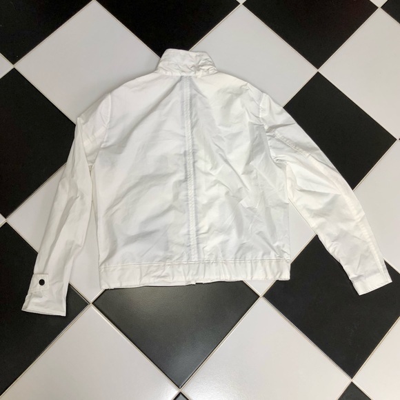 NWT Greater Than A White Bomber Jacket Lightweight Black Contrast Hardware sz M - Picture 2 of 12